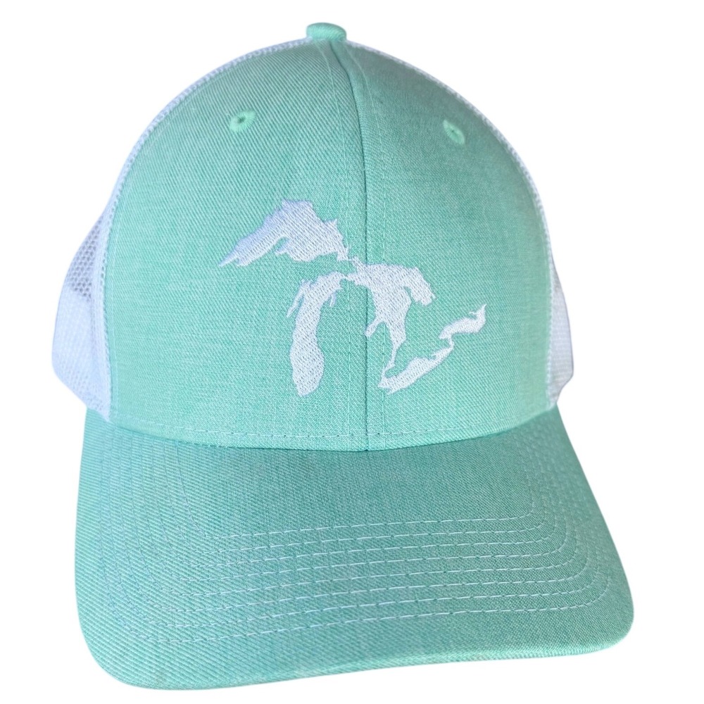Great Lakes Unsalted & Shark Free Mint Green Trucker Hat Snapback Cap